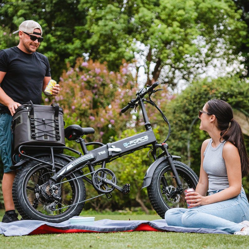 A Couple Having a Picnic with Their Electric Bike